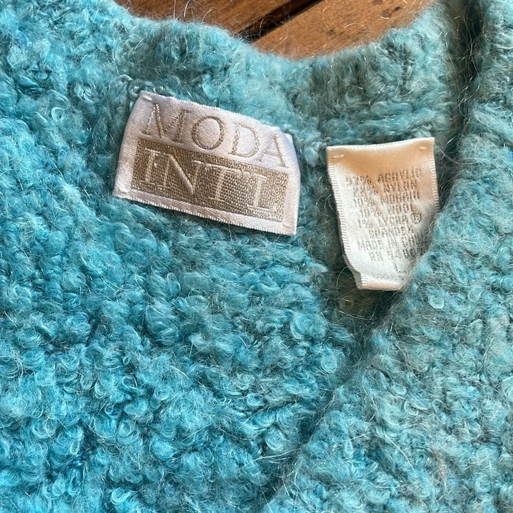 Vintage Mohair Wool Blend MODA Intl Blue Sweater - Picture 3 of 8